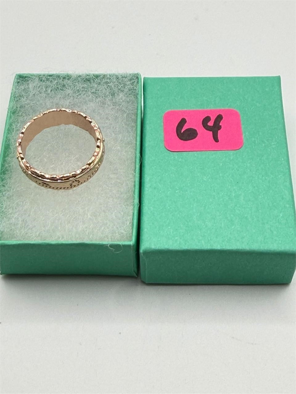Carved rose gold ladies ring size 6.5 by Republic Mercantile, featuring intricate design and polished finish.