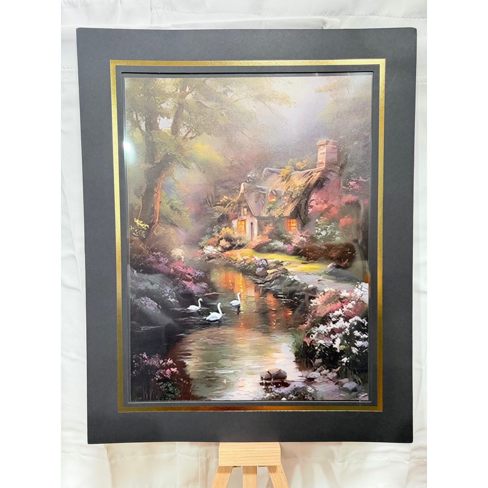 12x16 inch art print on canvas of Cabin Creek with 16x20 mat by Republic Mercantile, showcasing a scenic outdoor landscape.