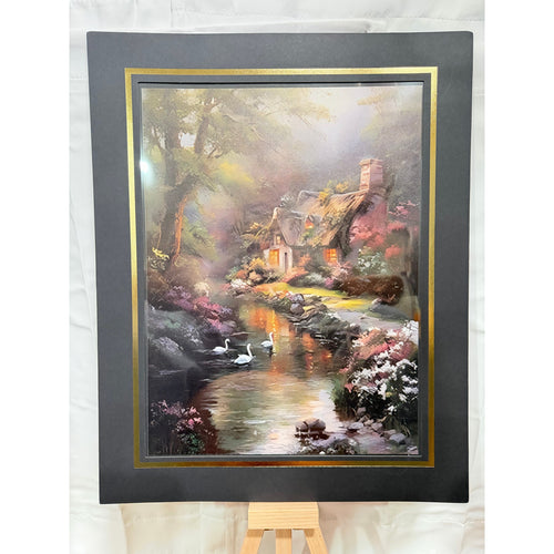 12x16 inch art print on canvas of Cabin Creek with 16x20 mat by Republic Mercantile, showcasing a scenic outdoor landscape.