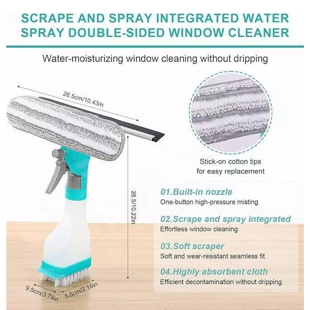 Republic Mercantile professional window squeegee and scrubber cleaning tool with handle and rubber blade for streak-free glass cleaning.