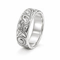 Carved silver men's ring in size 9 featuring intricate design, crafted by Republic Mercantile.