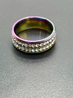 Iridescent men's CZ band in size 10.5 with a sleek, shiny finish, designed by Republic Mercantile.