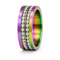 Iridescent cubic zirconia men's band in size 10.5, featuring a sleek silver-tone design by Republic Mercantile.