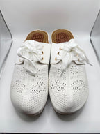 NEW Ecetana White Wedge Mule Sandals Size: 9.5