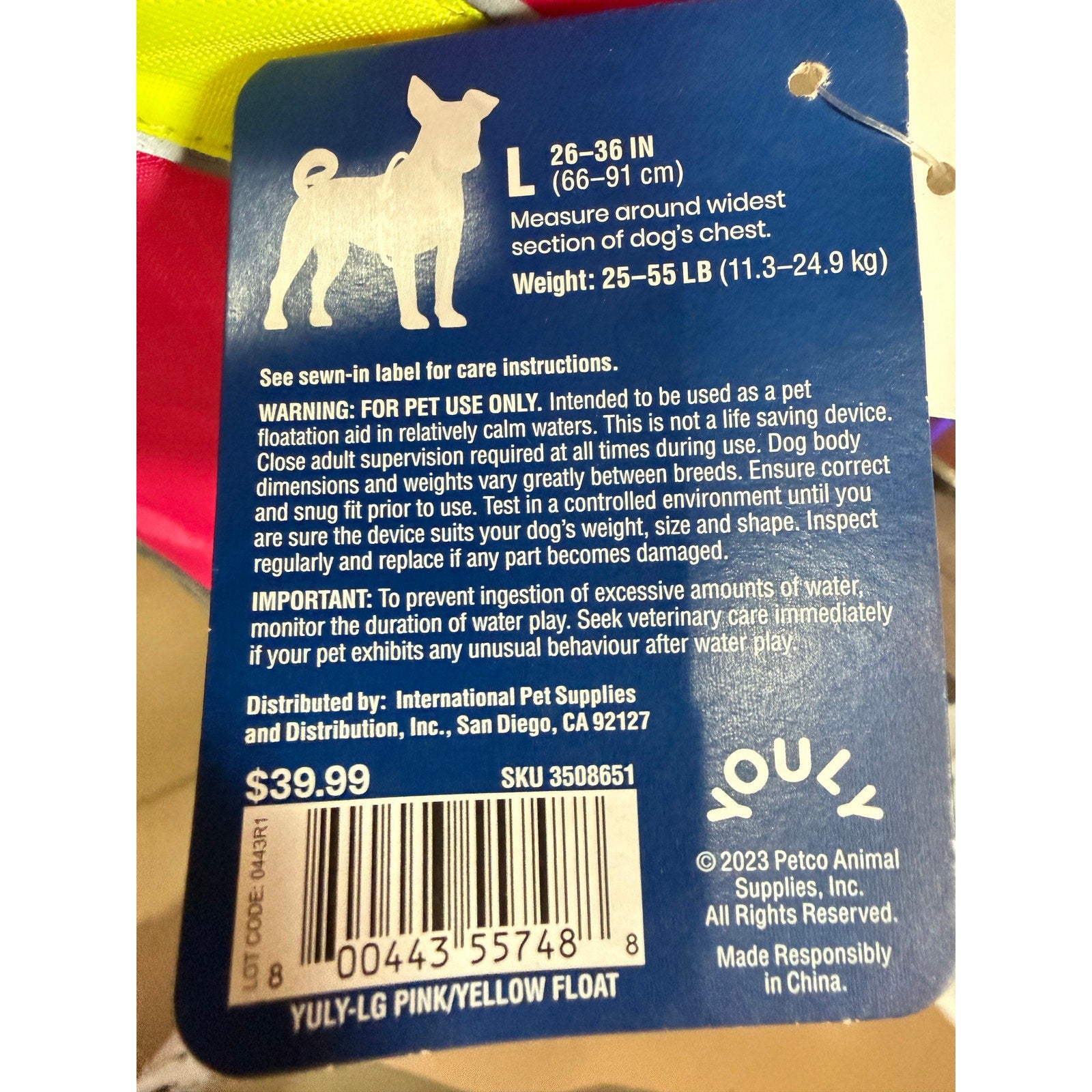 Youly Dog Flotation Vest Size: L