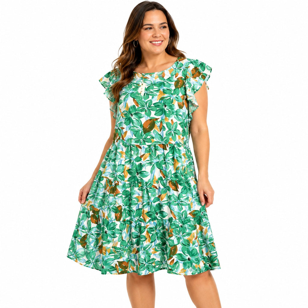 Agnes Orinda Floral Babydoll Dress Size 2X