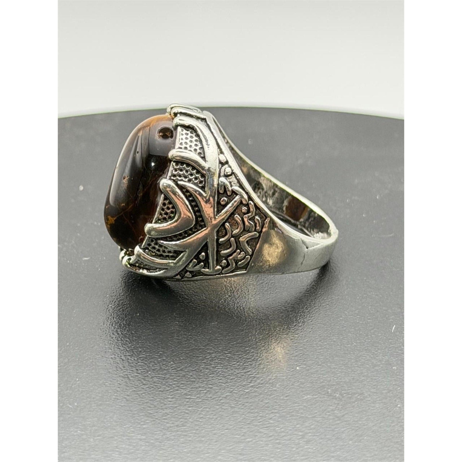 NEW Men's Tiger Eye Stone Ring Silver Band Size:9