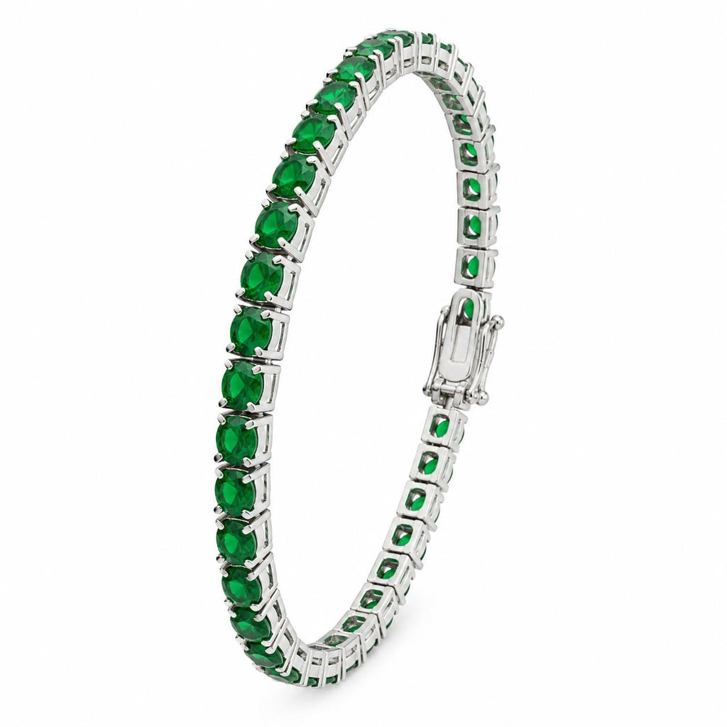Silver tone women's bracelet featuring a green gem, stylish and elegant jewelry accessory from Republic Mercantile.