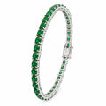 Silver tone women's bracelet featuring a green gem, stylish and elegant jewelry accessory from Republic Mercantile.
