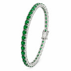 Silver tone women's bracelet featuring a green gem, stylish and elegant jewelry accessory from Republic Mercantile.