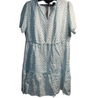 PrettyGarden Light blue Eyelet Mini-Dress V-Neck, Ruffled, Size XXL