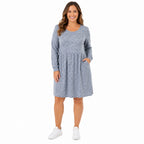 Fantaslook Dress Long-Sleeve Blue Size L