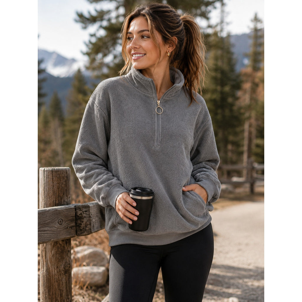 Moshu Women's Long Sleeve 1/4 Zip Pullover Sweater Size: XL