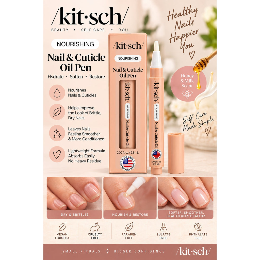 Kit-sch Nourishing Nail and Cuticle Oil 2.8 ml bottle with dropper for healthy nails and cuticles.