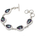 Mystic Topaz Pear Gemstone Handmade 925 Sterling Silver Plated Jewelry Bracelet