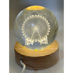 3D Etched Crystal Globe LED Light with USB Display Base