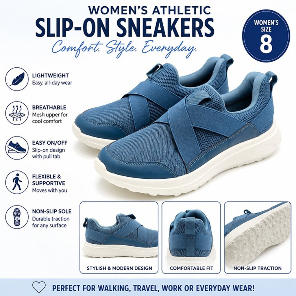 Women's Athletic Slip-On Sneakers Size: 8