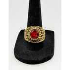 Men's US Army Signet Ring in gold and red from Republic Mercantile, size 10, featuring military insignia and detailed design.