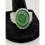 NEW Men's Ring Green Stone Silvery Band Size: 11