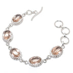 Peach Oval Cut Morganite Gemstone 925 Sterling Silver Plated Jewelry Bracelet