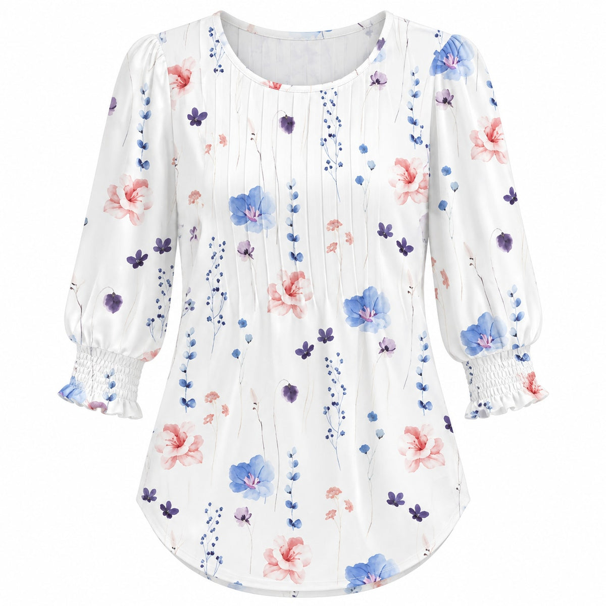 Fantaslook women's pleated blouse in size XXL, dressy casual 3/4 sleeve top with pleated design, worn as a stylish blouse.