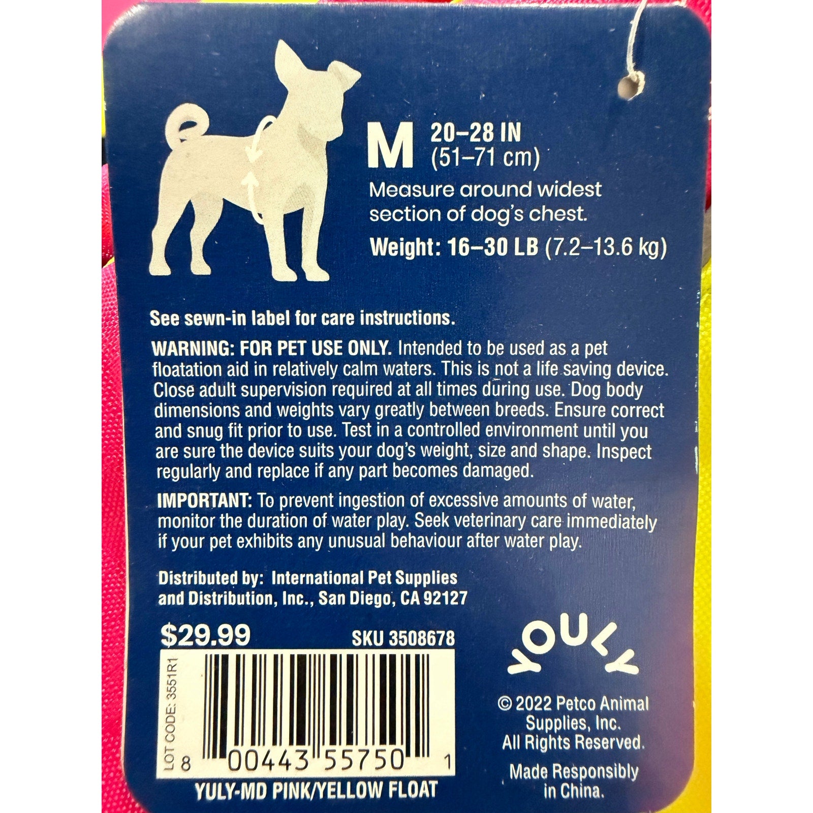 Youly Dog Flotation Vest Size: M