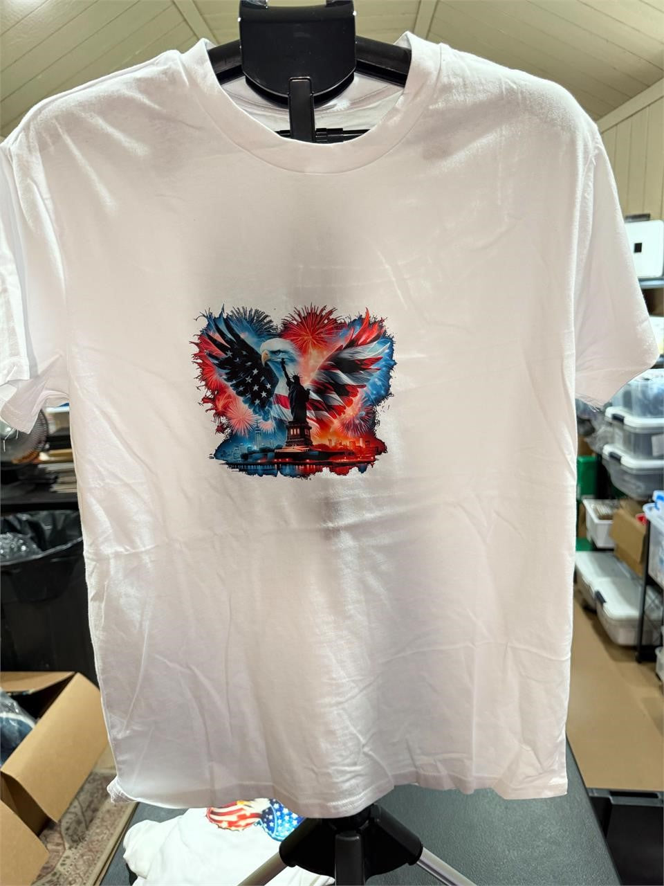 White 250th Anniversary T-shirt in size M by Republic Mercantile, featuring a simple, clean design on the front.