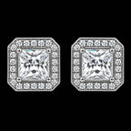 Cate & Chloé 1 ct CZ diamond stud earrings with silver setting, showcasing sparkling cubic zirconia stones on a simple, elegant design.