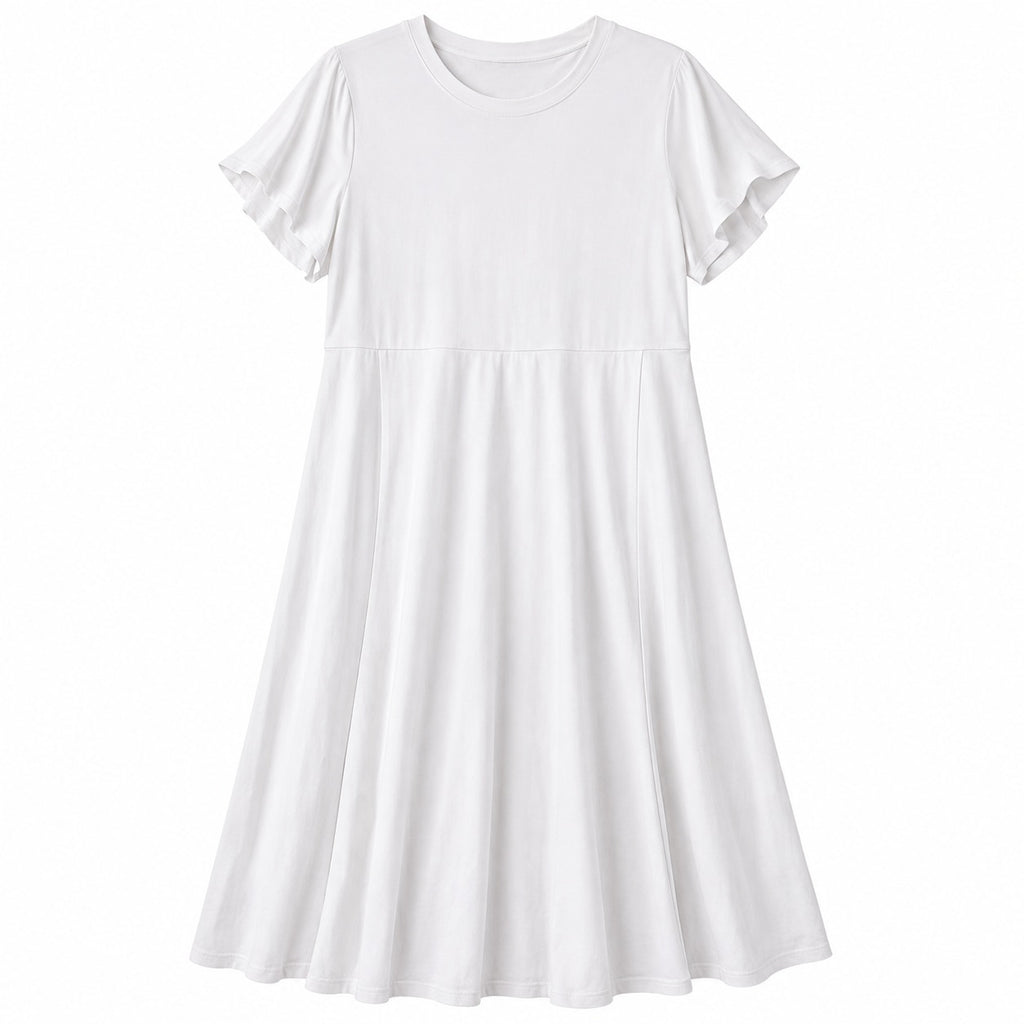 Jesdani women's white flutter sleeve maxi dress in 2XL, featuring flowing fabric and elegant design for a stylish look.