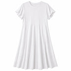 Jesdani women's white flutter sleeve maxi dress in 2XL, featuring flowing fabric and elegant design for a stylish look.