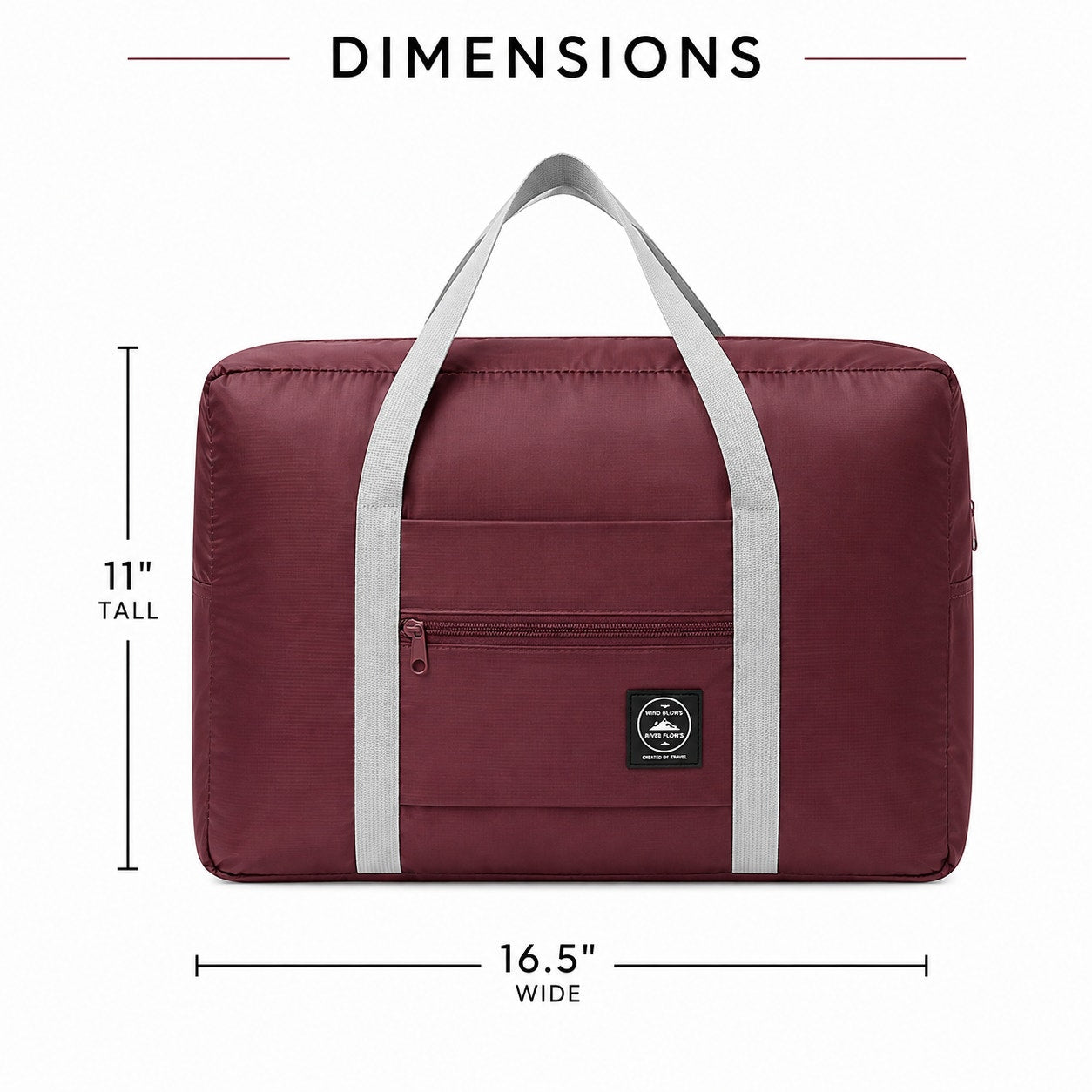 Nice Travel burgundy 11x16.5-inch travel tote bag with sturdy handles and spacious interior for personal essentials.