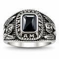 Men's US Army signet ring in silver and black with size 10, featuring detailed military emblem on polished metal.