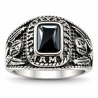 Men's US Army signet ring in silver and black with size 10, featuring detailed military emblem on polished metal.