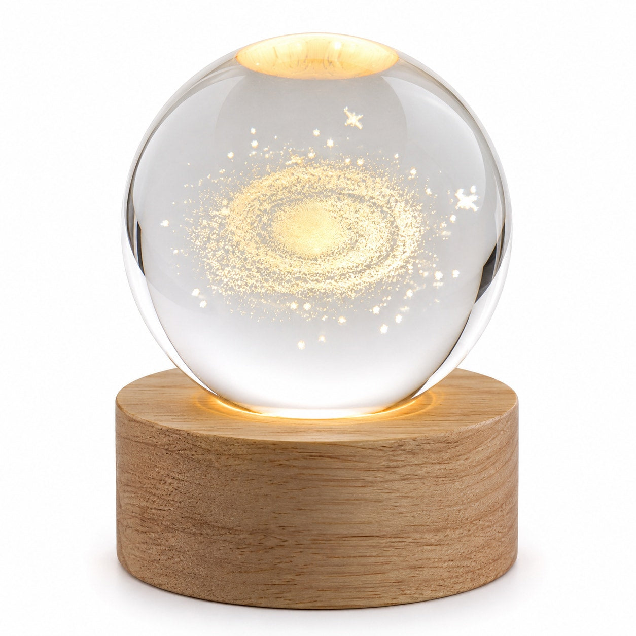 3D Etched Crystal Globe LED Light with USB Display Base