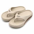 Busylion beige unisex slip-on comfort slides in size 9.5 men's, featuring a casual design and cushioned sole.