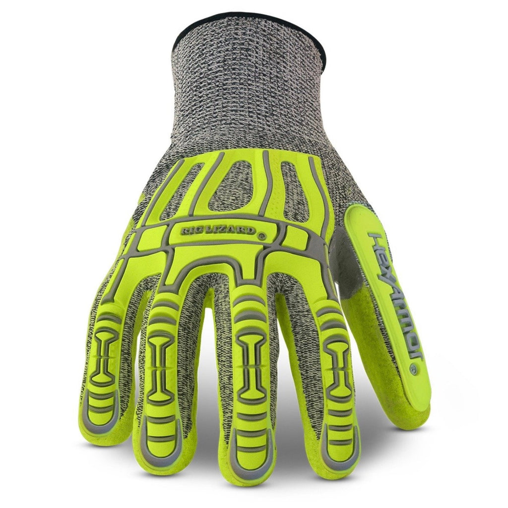HexArmor Rig Lizard 2090X heavy-duty work gloves in size XXL, showing durable black and red protective gloves for industrial use.