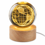 3D Etched Crystal Globe LED Light with USB Display Base