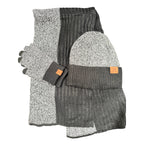 4-pc Men's Winterwear Set Beanie, Gloves & Scarf in Gray/Black
