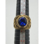 Men's US Navy signet ring in gold and blue, size 9, featuring detailed naval emblem, by Republic Mercantile.