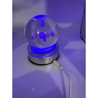 3D Etched Crystal Globe LED Light with Multi-Color Display Base