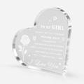 Acrylic heart-shaped stand with "To My Girl" message in elegant script, decorative design by Republic Mercantile.