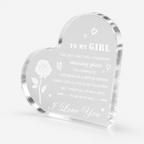 Acrylic heart-shaped stand with "To My Girl" message in elegant script, decorative design by Republic Mercantile.