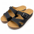 FME Comfort slide sandals in black with buckle details, size 7 (EU 37), featuring a casual open-toe design and slip-on style.