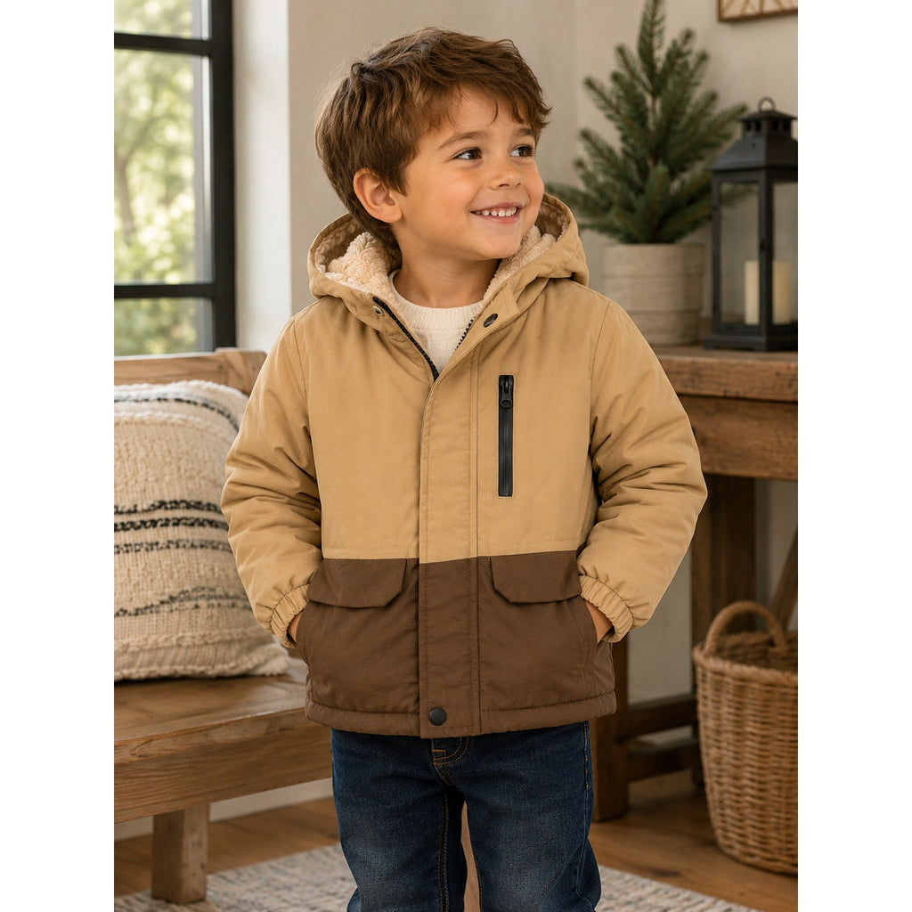 Kid's Tan & Brown Hooded Jacket for Toddlers Size 5Y