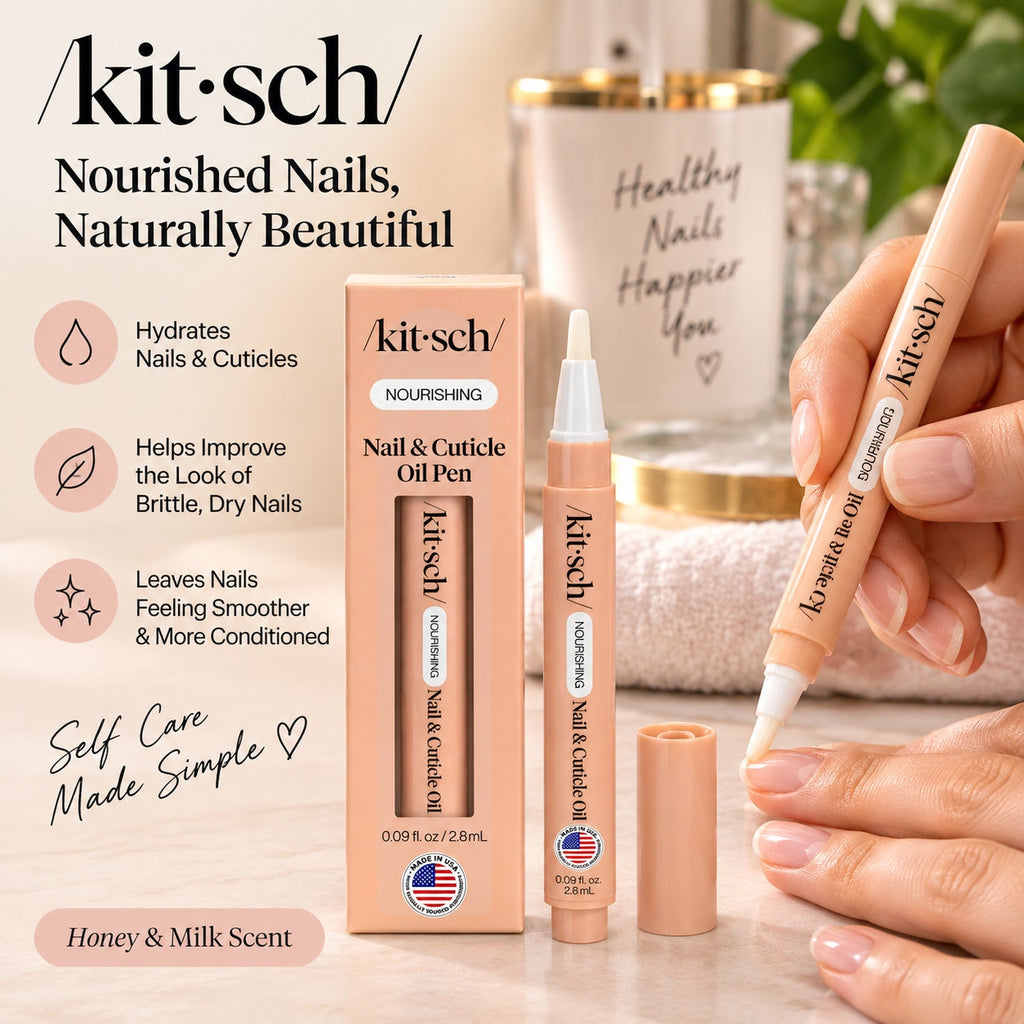 Kit-sch Nourishing Nail and Cuticle Oil in 2.8 ml bottle with dropper applicator, designed to hydrate and nourish nails and cuticles.