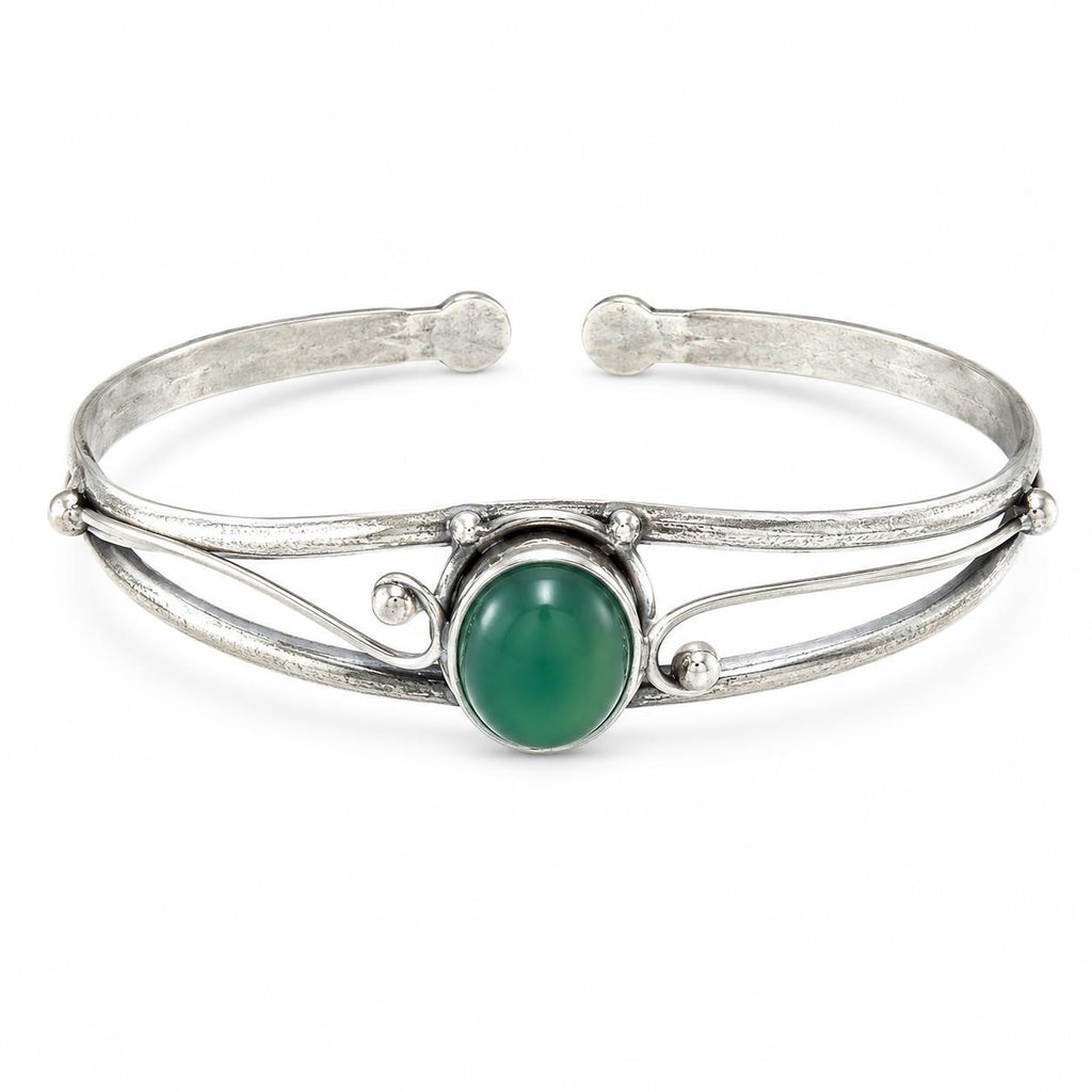 Silver-plated bangle gem bracelet by Republic Mercantile featuring handcrafted design and sparkling gemstone accents.
