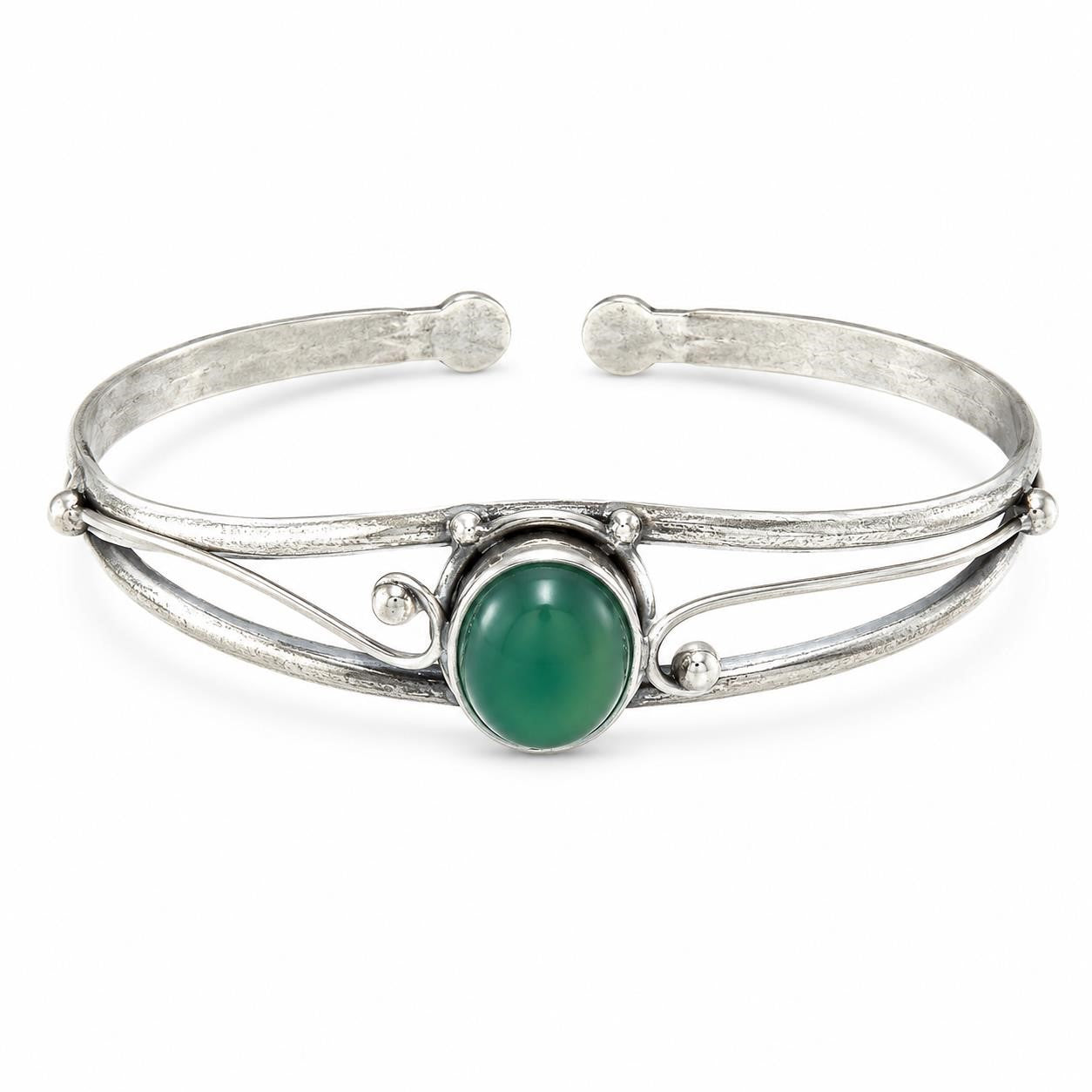 Silver-plated bangle gem bracelet by Republic Mercantile featuring handcrafted design and sparkling gemstone accents.