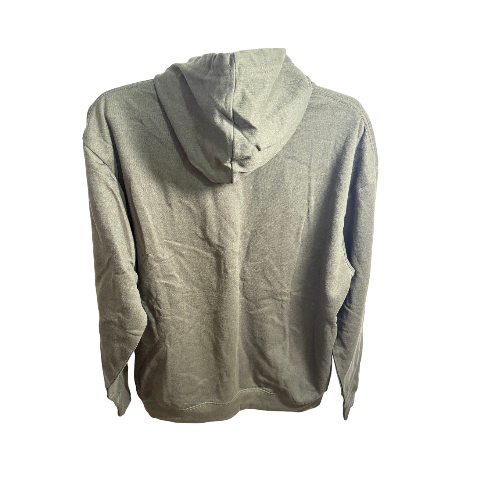 Green Fruit of the Loom men's EverSoft fleece sweatshirt hoodie, size XL, showing front view with hood and long sleeves.