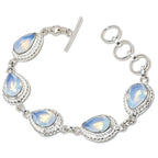 Fire Opal Pear Gemstone Handmade 925 Sterling Silver Plated Jewelry Bracelet