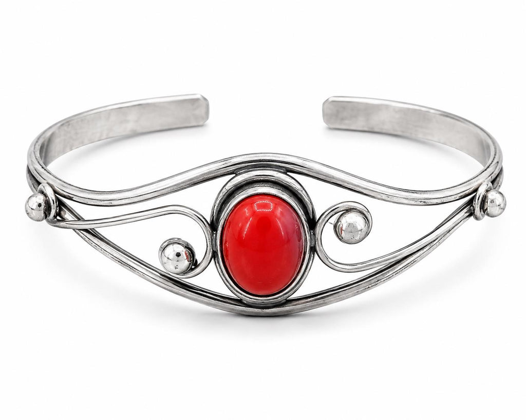 Silver plated bangle gem bracelet with handcrafted design and intricate details, showcasing Republic Mercantile jewelry.